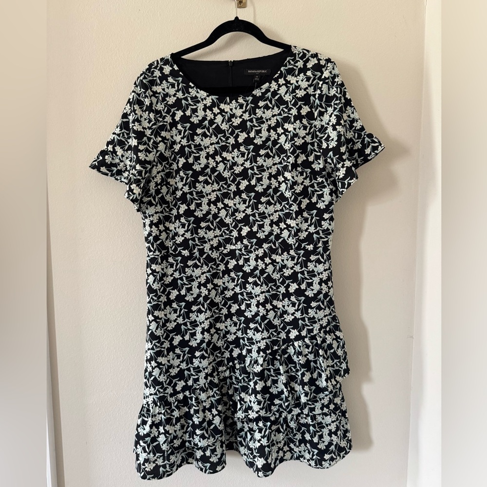 Banana Republic Black and White Fit-and-Flare Dress